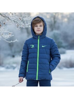 Nike Puffer Dangeruss Jacket Blue/ Neon Green Youth Size M (10-12 Years)